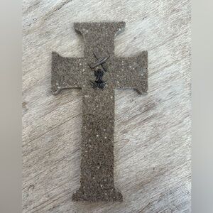 Vintage Faux Marble Crucifix Wall Cross - Large almost 11” Airplane Angel